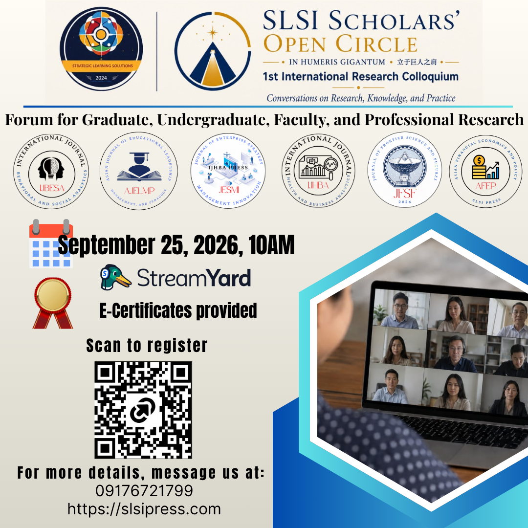 SLSI Scholars’ Open Circle 1st International Research Colloquium pubmat